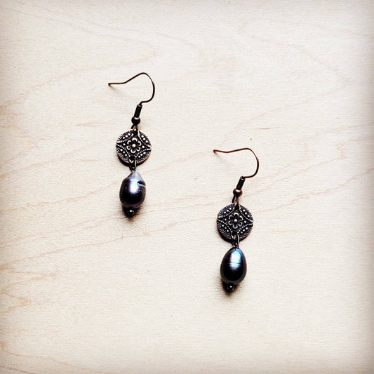 Genuine Freshwater Gray Pearl Earrings