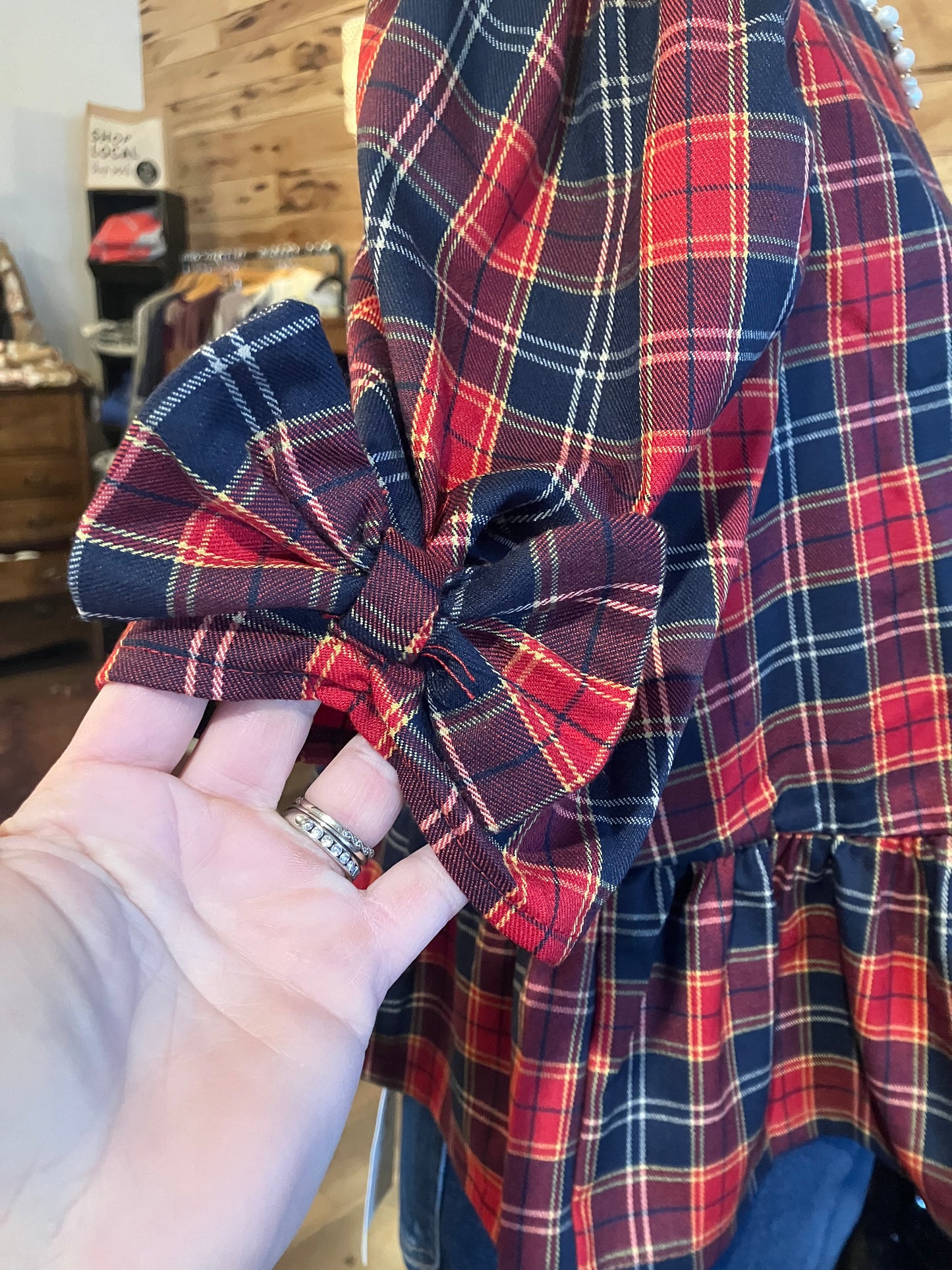 Holiday Plaid Ribbon Top