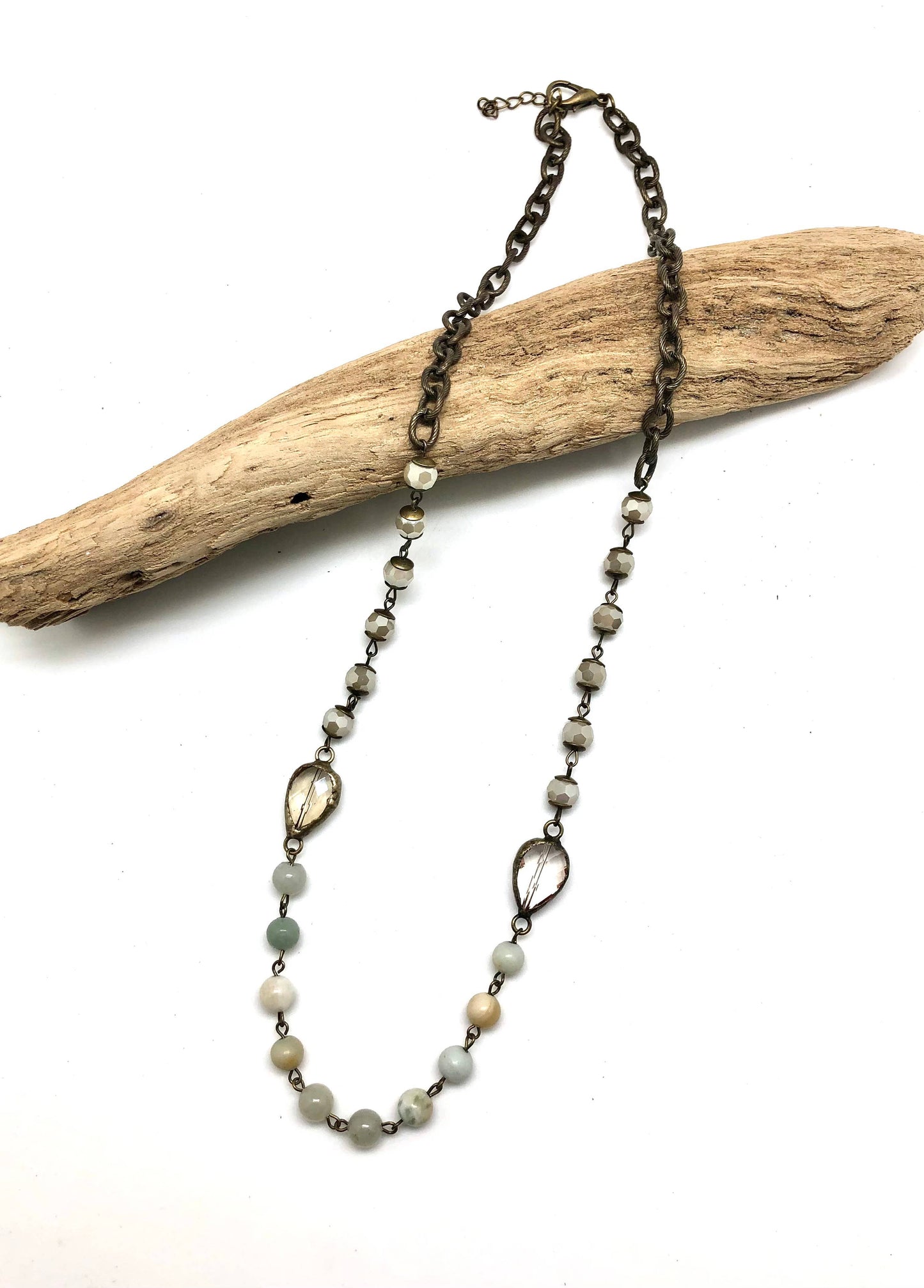 Antique Chain Necklace with Glass Beads