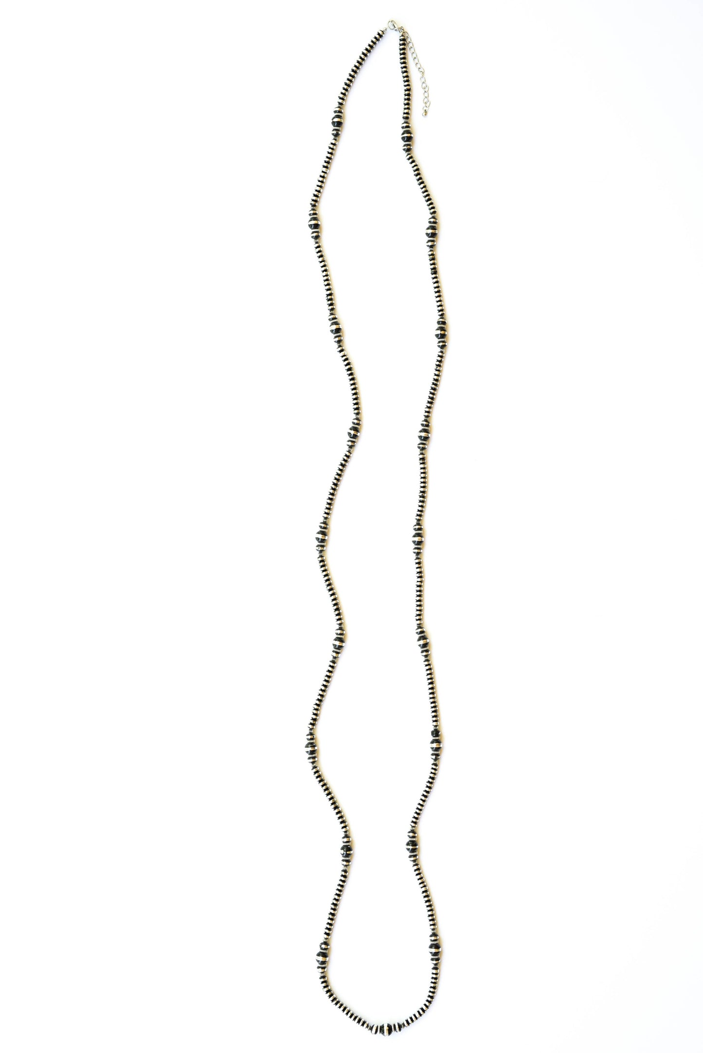 66" Black and Silver Rondell Beaded Necklace