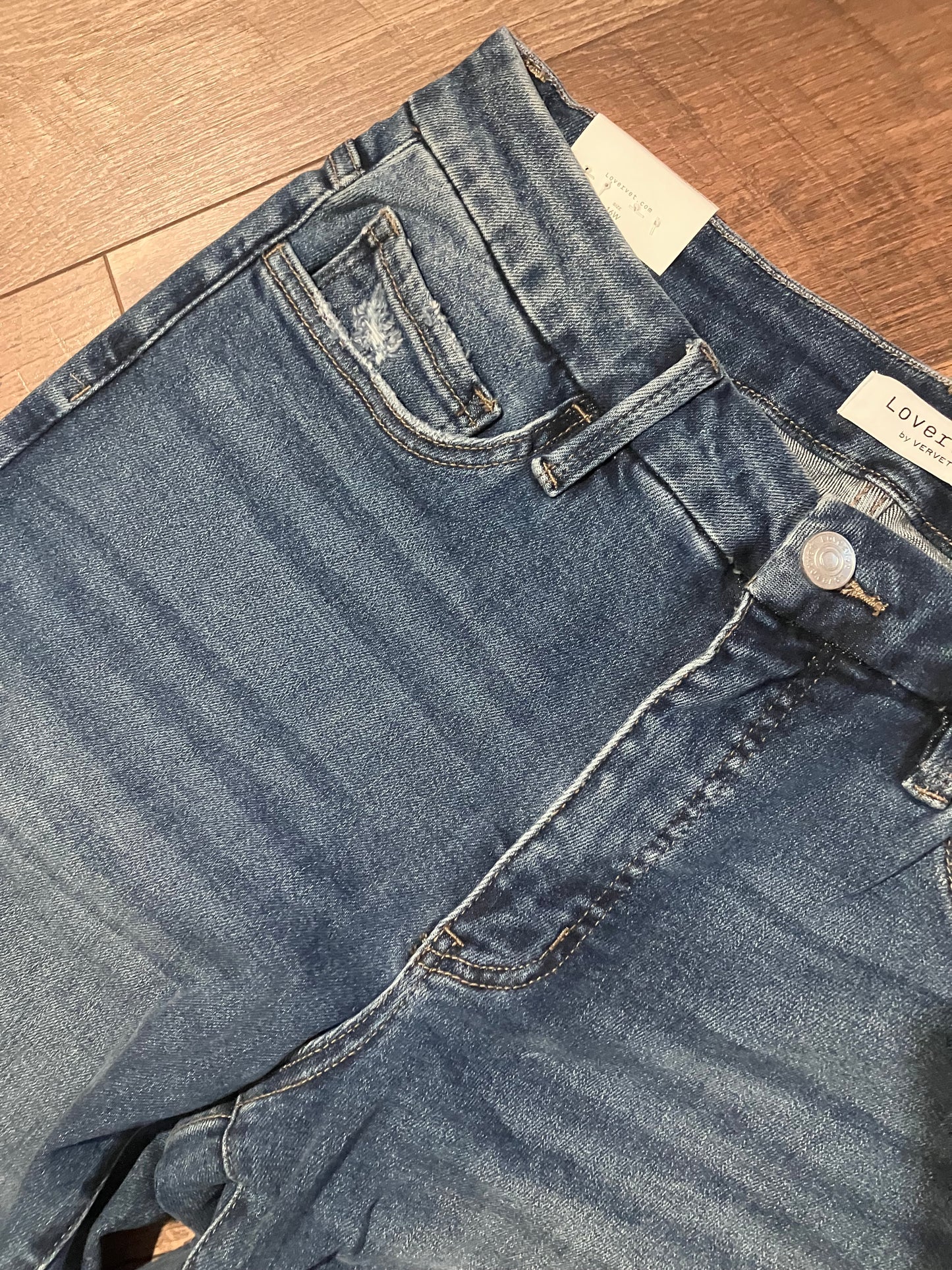 Tummy Control High Rise Seamless Waistband Bootcut Jeans Plus 33" inseam