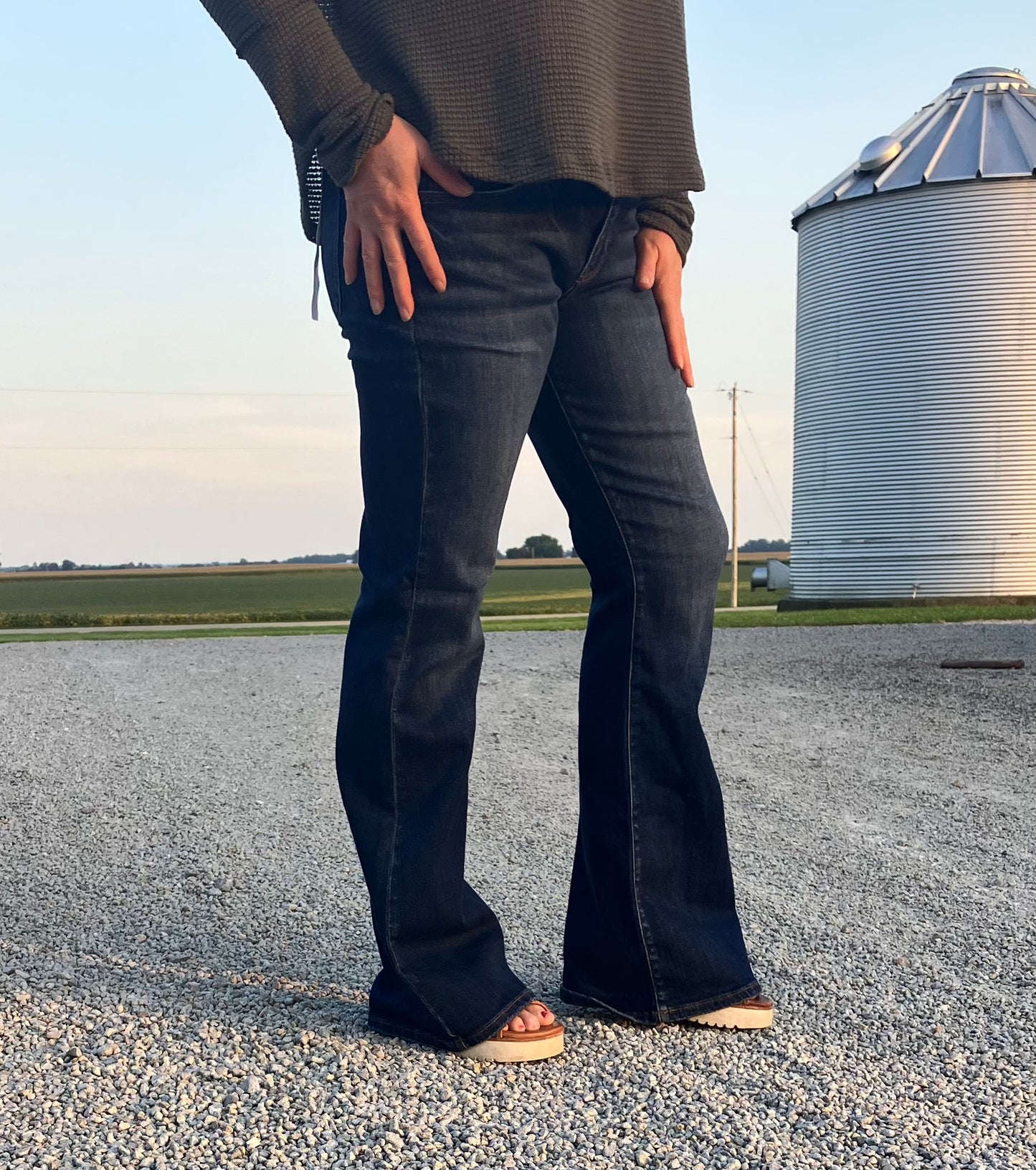 Two-Button Flare Jeans 34" inseam