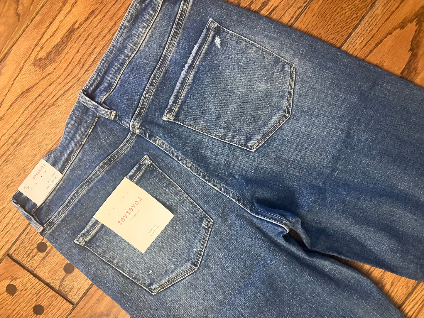 High Rise Trouser Hem Vintage Flare Jeans Inseam 33"