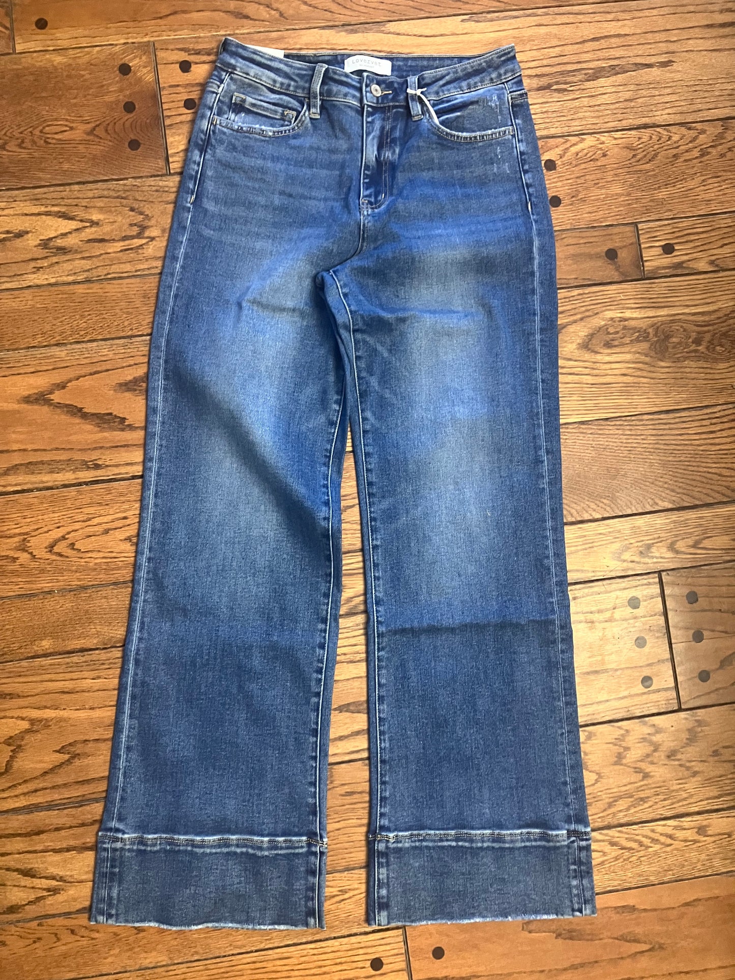 High Rise Trouser Hem Vintage Flare Jeans Inseam 33"