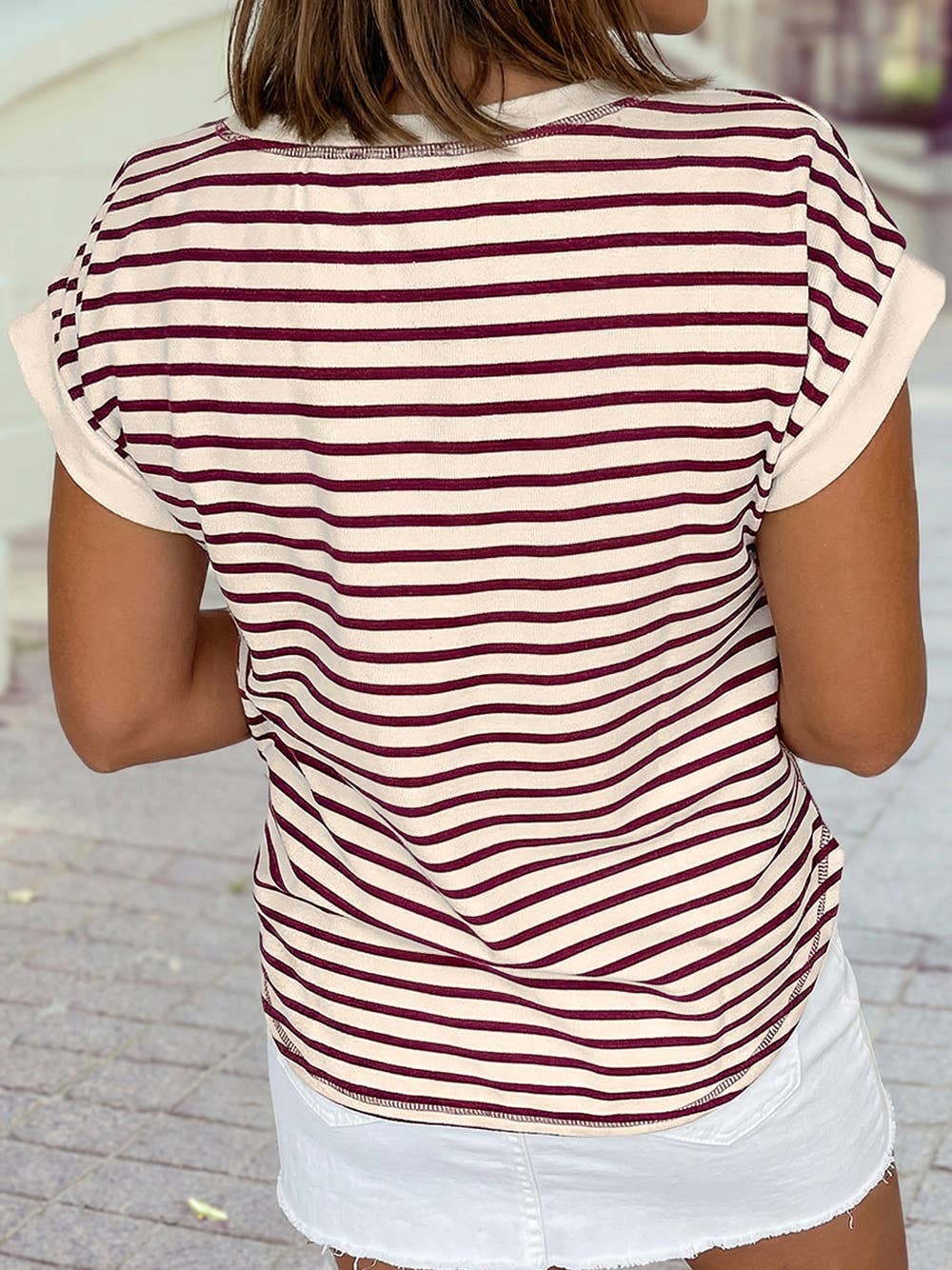 Wine Stripe Button