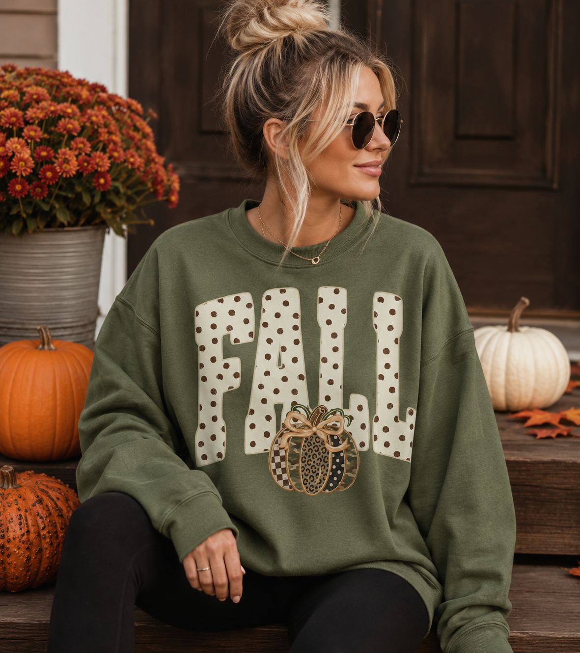Fall Polka Dots Graphic Sweatshirt