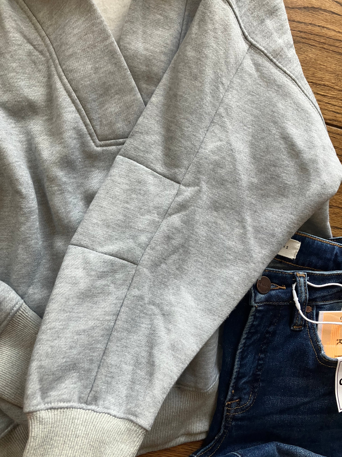 Heather Grey Collared Long-Sleeve Sweatshirt