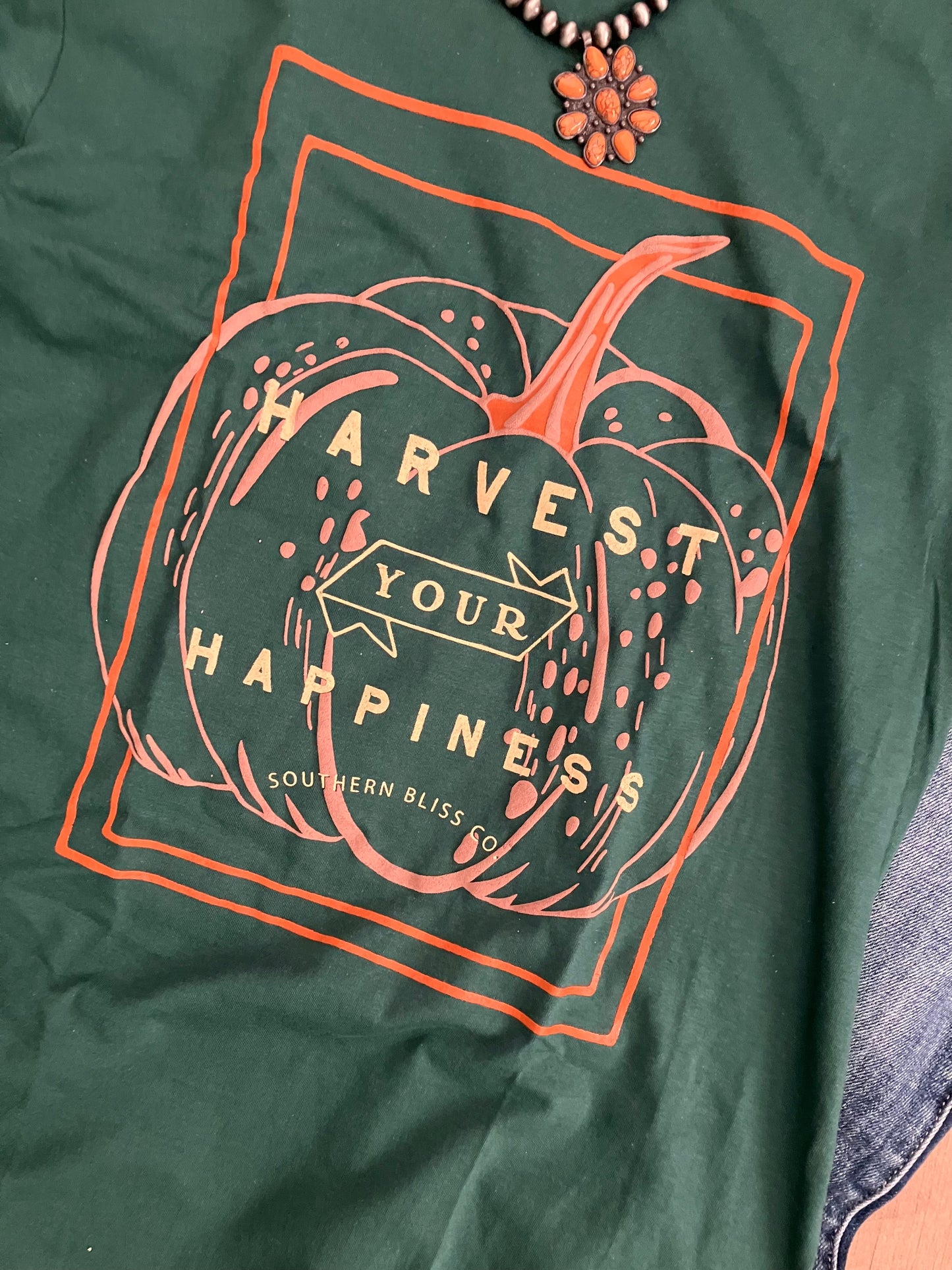 Harvest Your Happiness Solid Green Tee