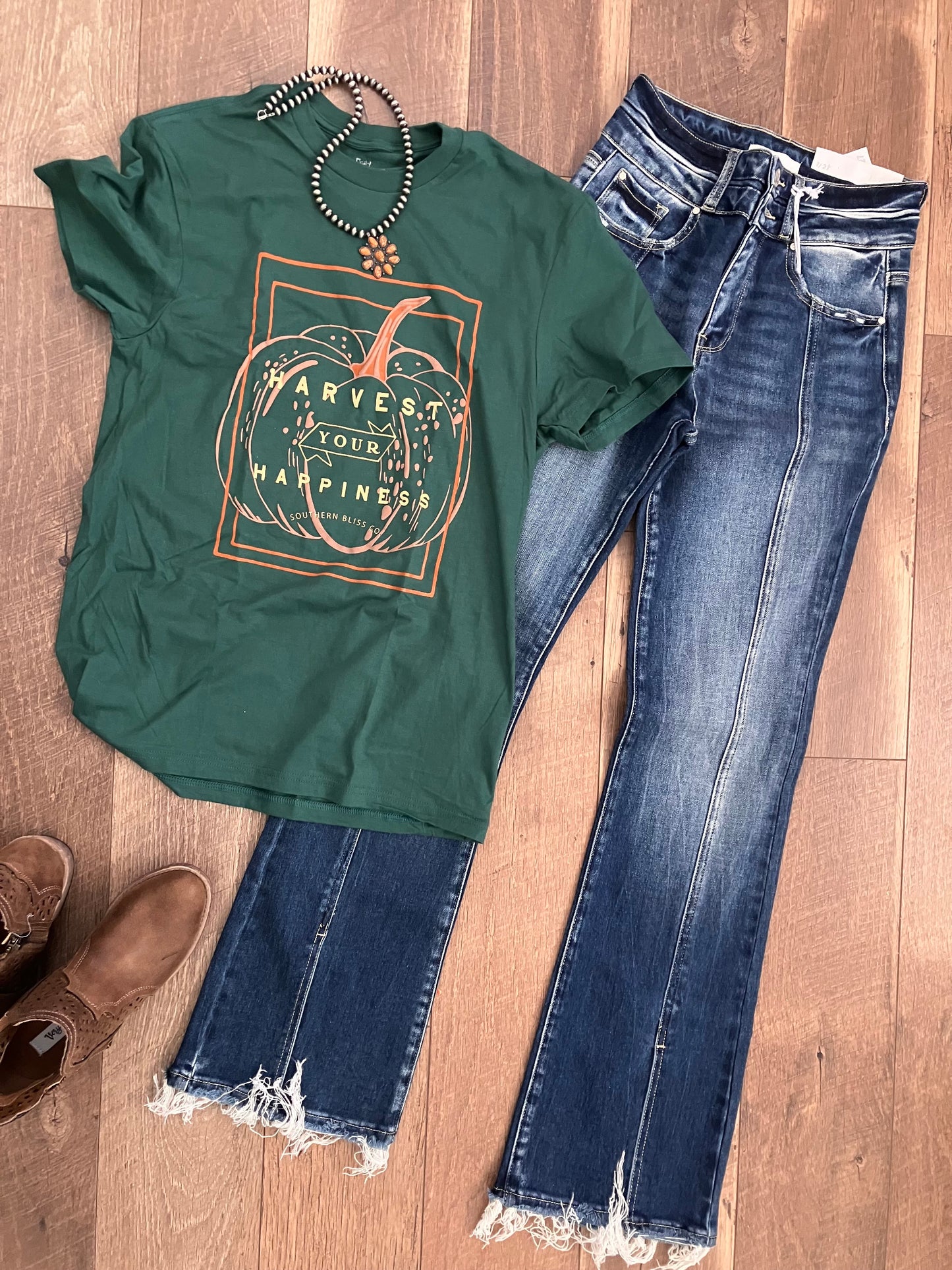 Harvest Your Happiness Solid Green Tee