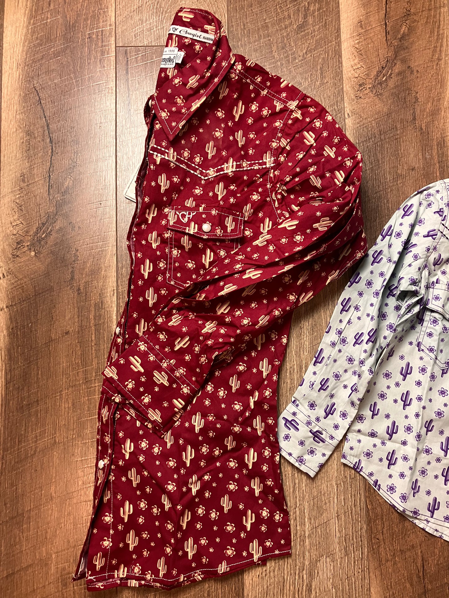 Girls Pearl Snap Floral Cactus