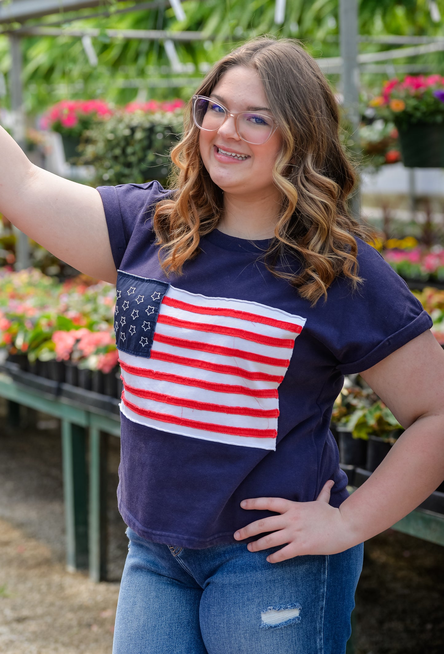 American Flag Patch Top