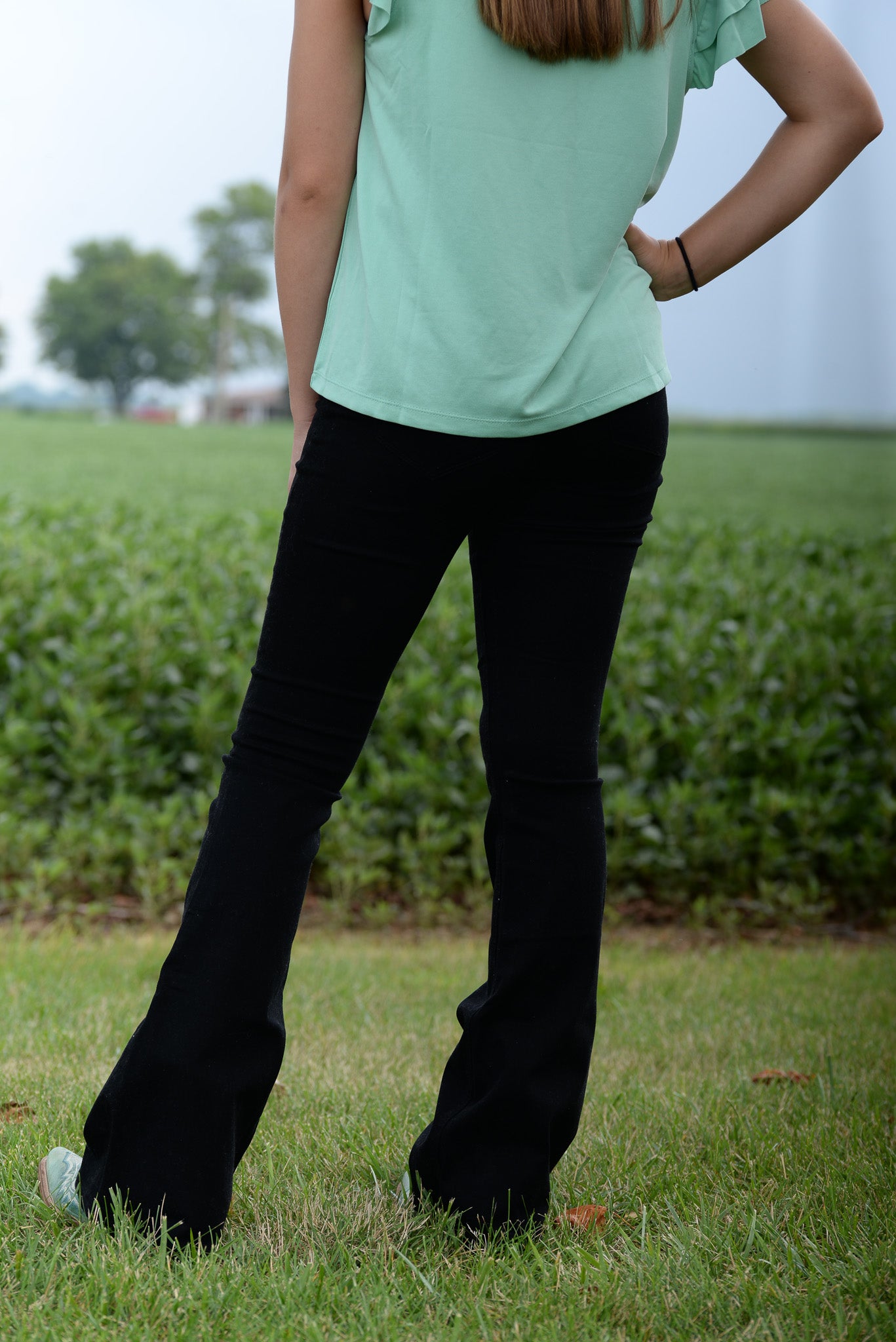 Black Stretch Flare Jeans
