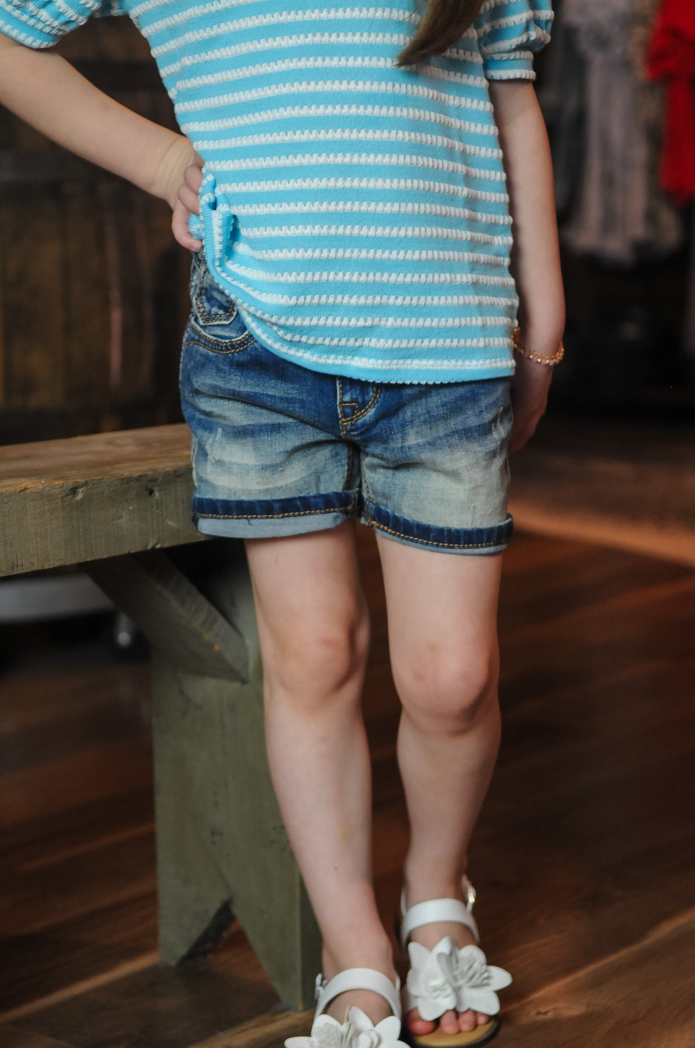 Girls' Grace In LA Cuffed Hem Jean Shorts