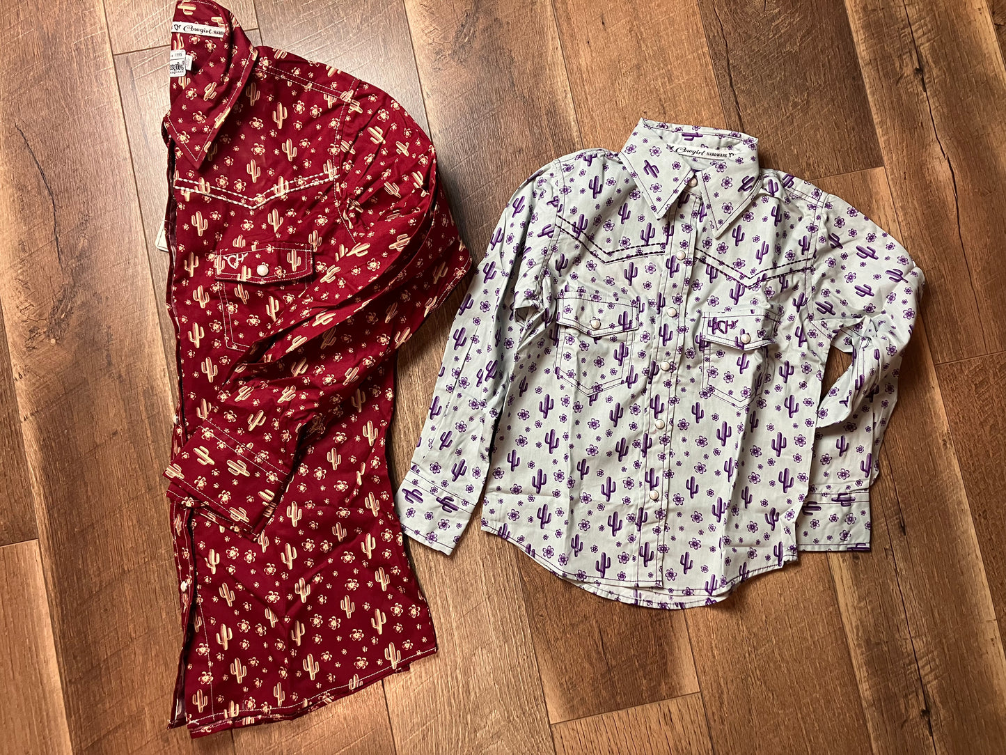 Girls Pearl Snap Floral Cactus