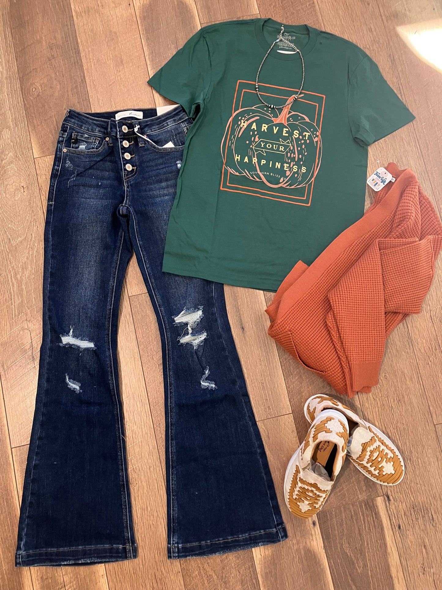 Sosha Mid Rise Petite Distressed Flare Denim