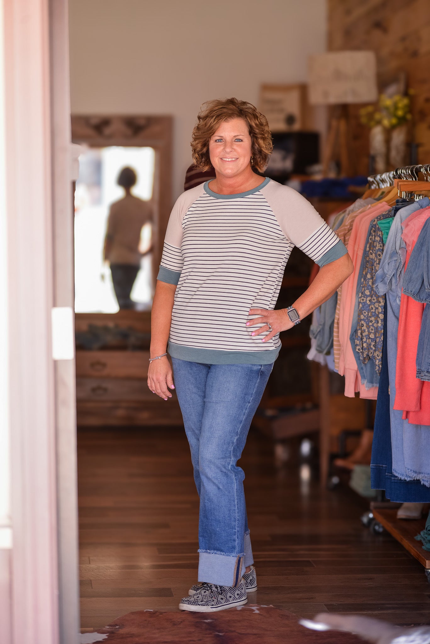 Color Blocked Half Sleeve Top