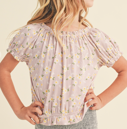 Girls Peasant Floral Top