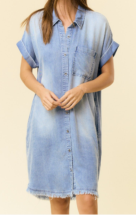 Frayed Hem Denim Dress