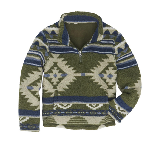 Boy's Wrangler Quarter-Zip Sherpa Pullover in Alpine