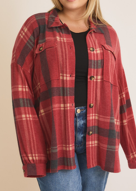 Plaid Shacket Plus