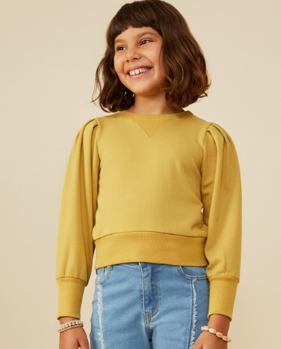 Girls Mustard Pleated Shoulder Top
