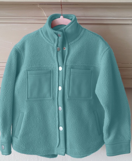 Girls Turquoise Fleece Shacket