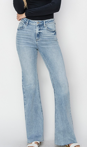 High Rise Raw Cut Hem Bootcut Denim