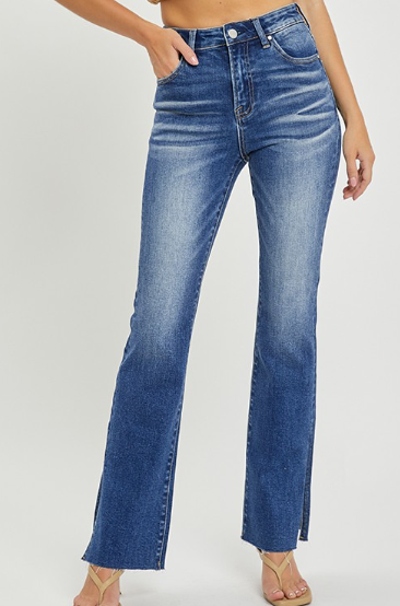 Slit Hem Straight Leg Denim
