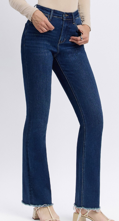 High Rise Raw Hem Bootcut Jeans