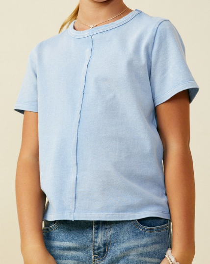 Girls' Raw Edge Detail Washed Knit Top