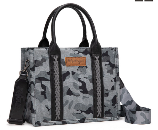 Wrangler Camo Print Concealed Carry Tote/Crossbody -Black