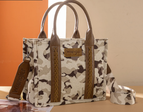 Wrangler Camo Print Concealed Carry Tote/Crossbody - Brown