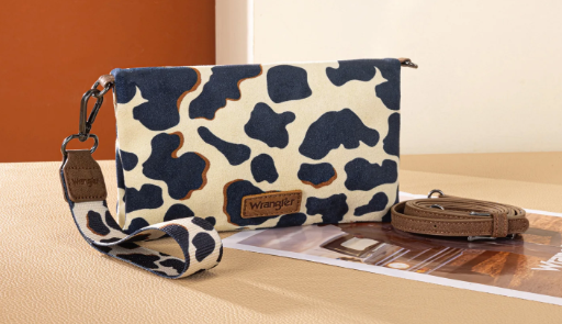 Wrangler Cow Print Wallet/Wristlet/Crossbody -Brown