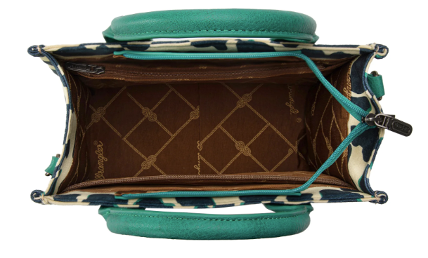 Wrangler Cow Print Concealed Carry Tote/Crossbody -Dark Turquoise