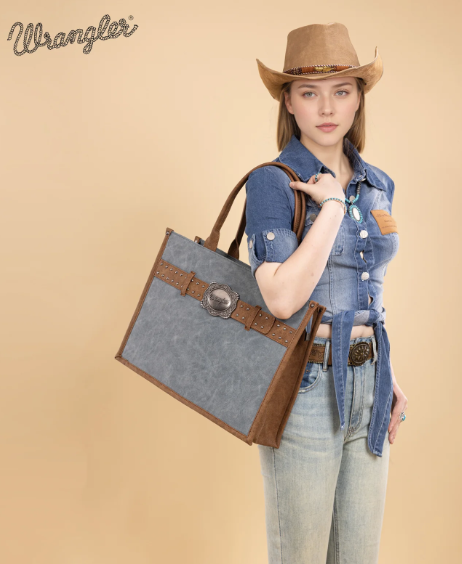 Wrangler Buckle Concealed Carry Large Tote-Jean