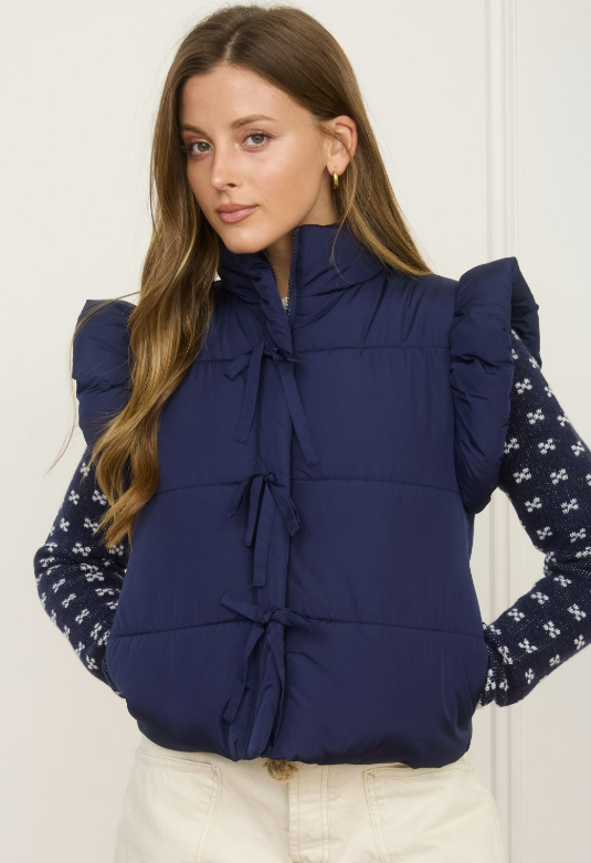 Navy Flutter Sleeve Vest