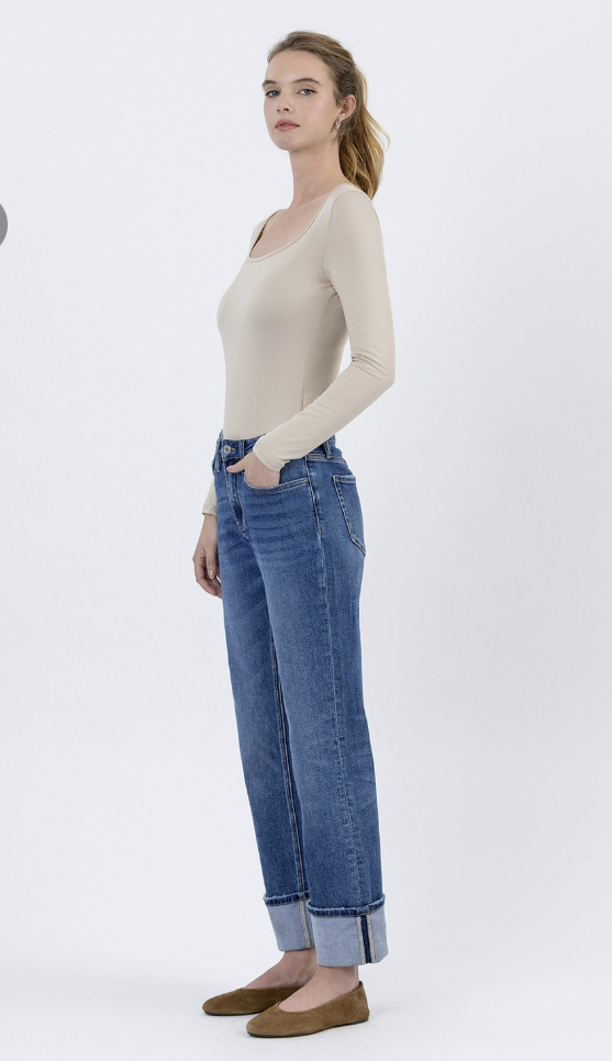 Cuffed Ankle Straight Jeans 28" inseam