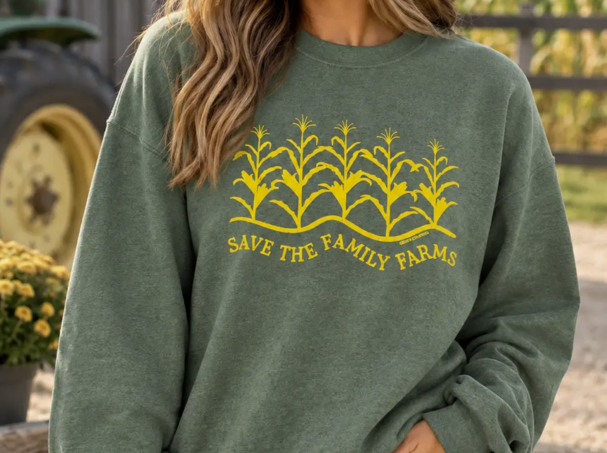 Save the Family Farms Graphic Sweatshirt – Heather Green