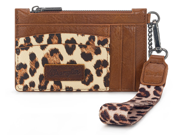 Wrangler Leopard Print Key Chain Wristlet Card Wallet