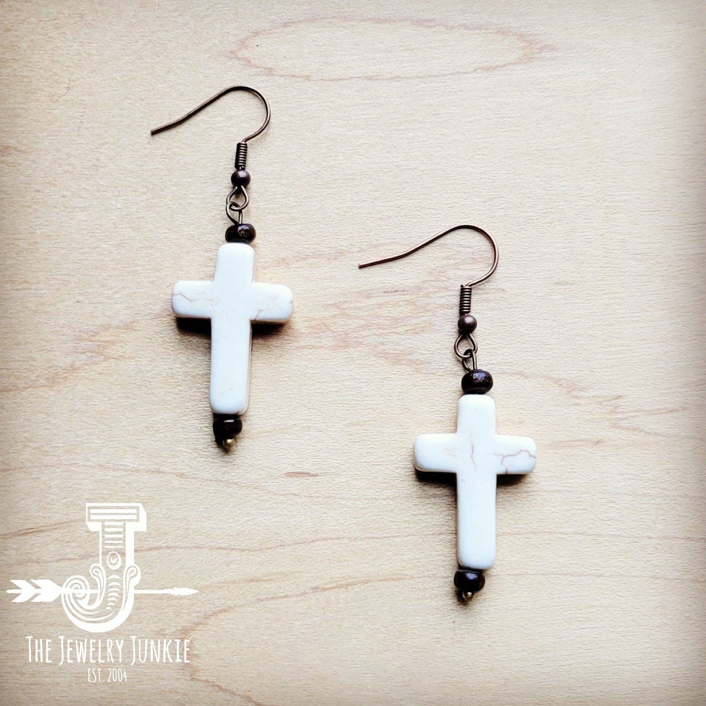 White Turquoise Cross Earrings 220x