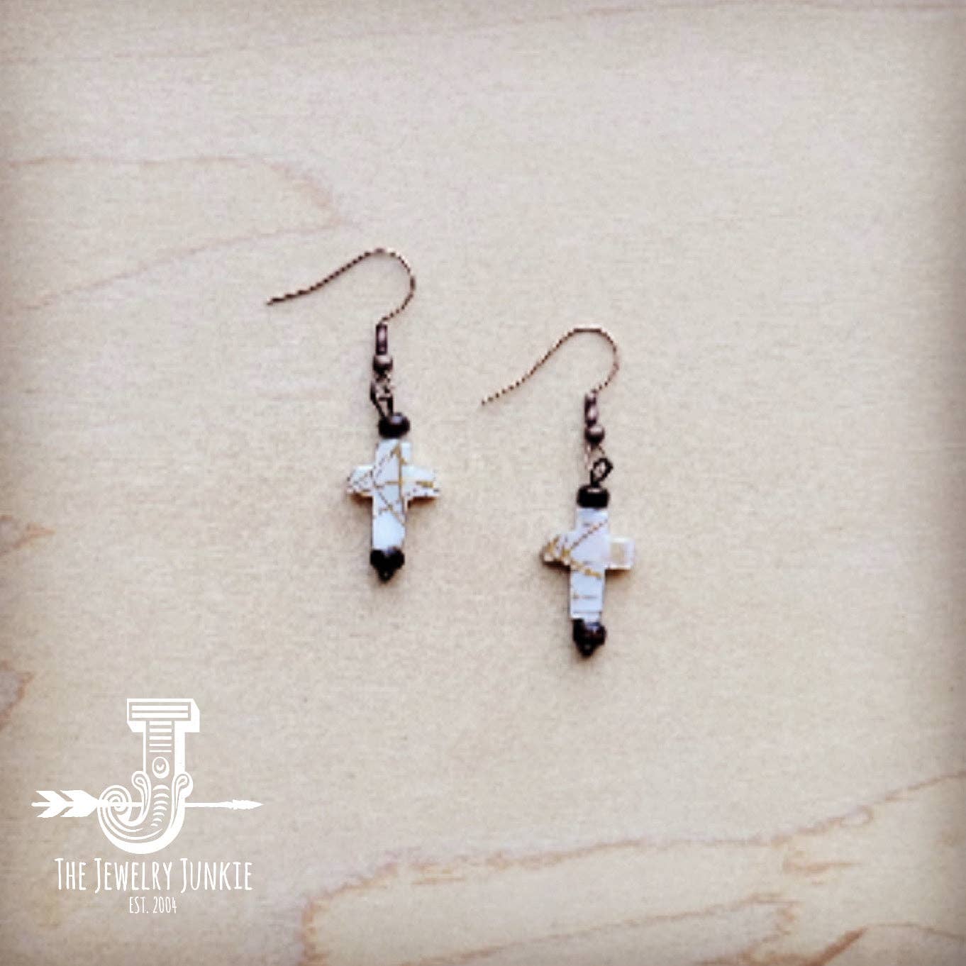Mother-of-Pearl Cross Earrings