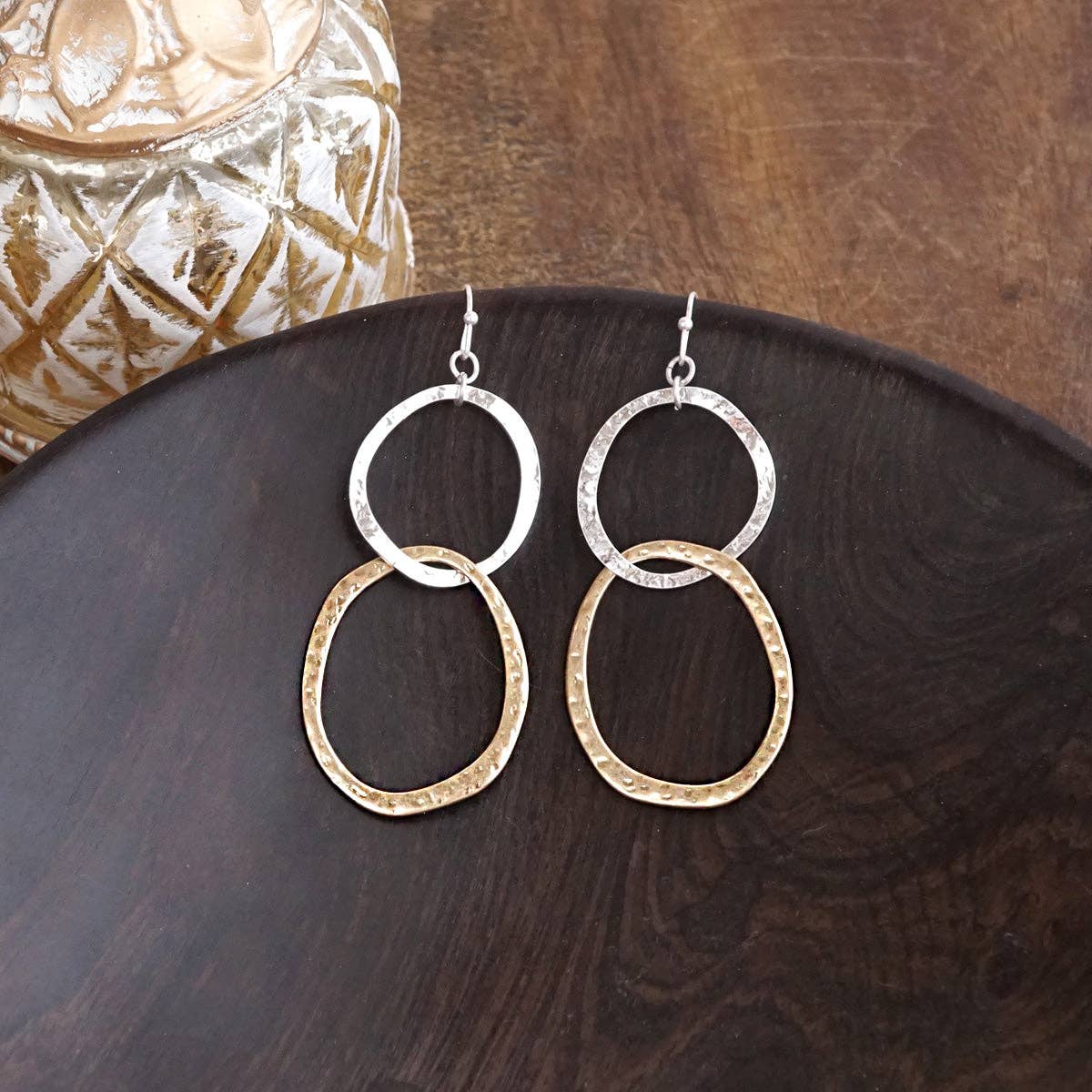 Two-Tone Boho Hoop Dangle Earrings