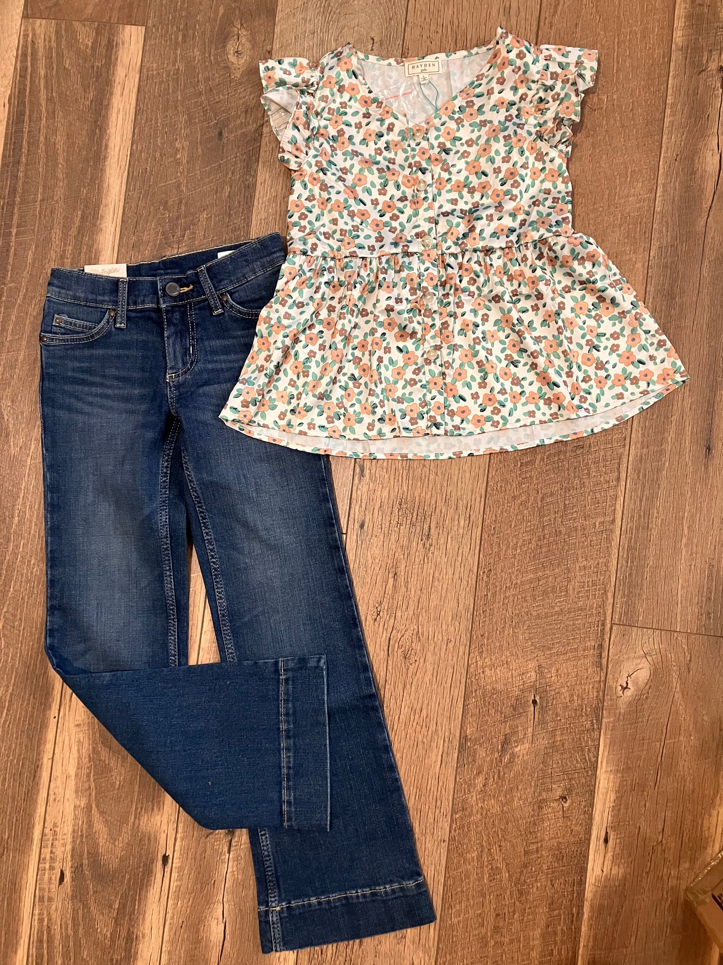 Girls Ruffled Floral Top