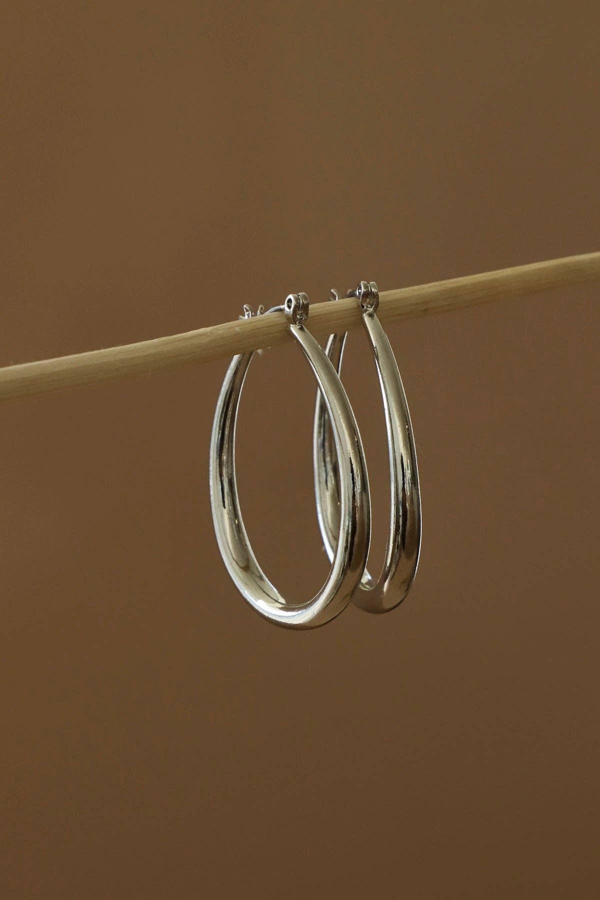 LARGE TEARDROP HOOP- Silver