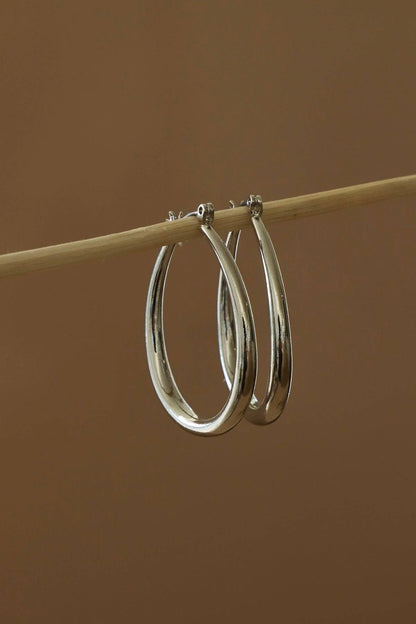 LARGE TEARDROP HOOP- Silver
