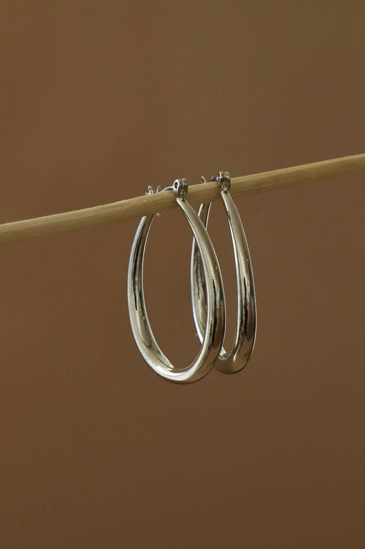 LARGE TEARDROP HOOP- Silver