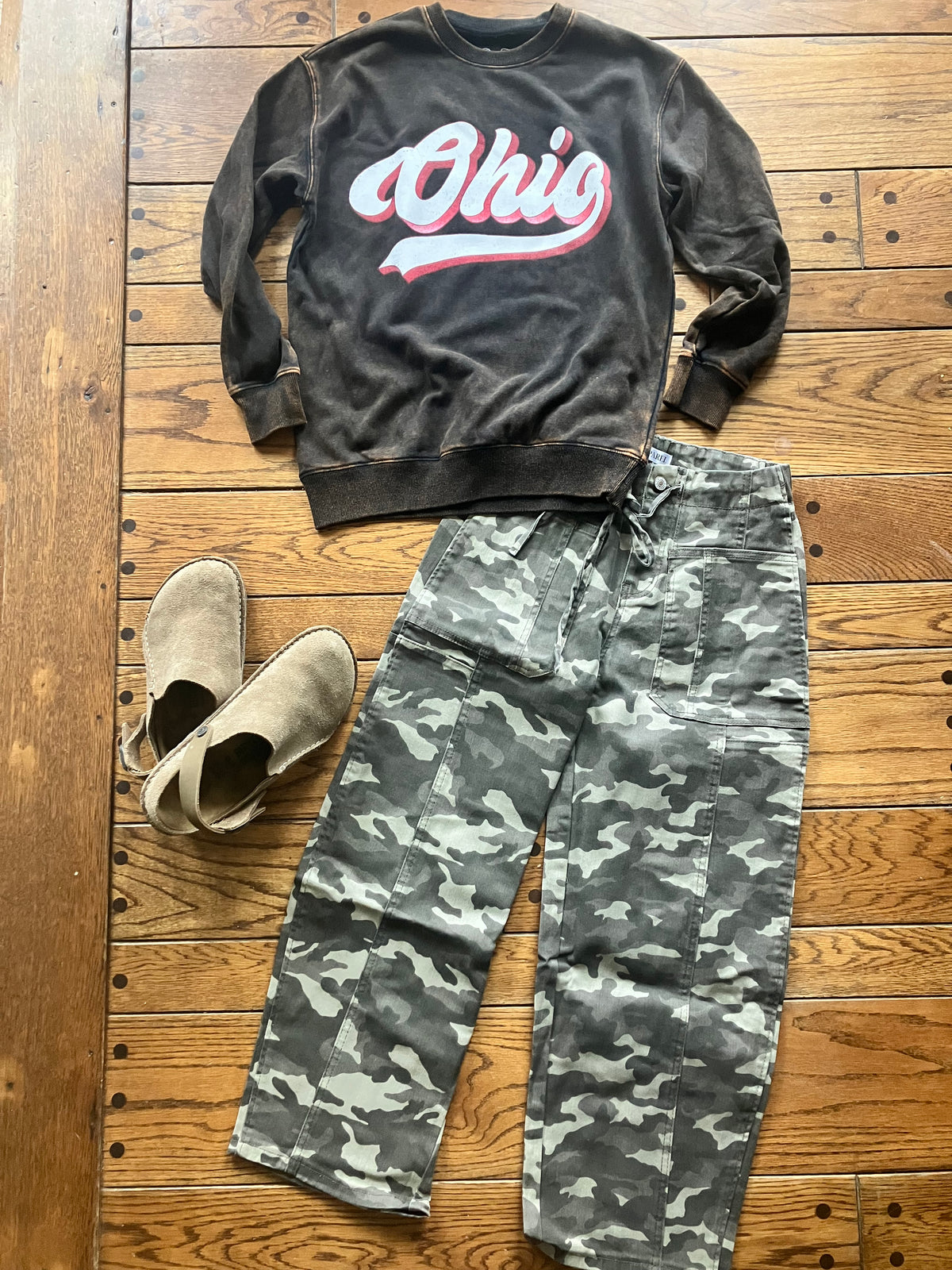 Ohio Brown Mineral Wash Graphic Sweatshirt