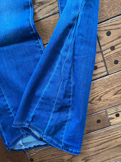 Kan Can Letty Layered Flare Denim - Farm Wife Threads: High Rise, Medium Wash, Layered Leg