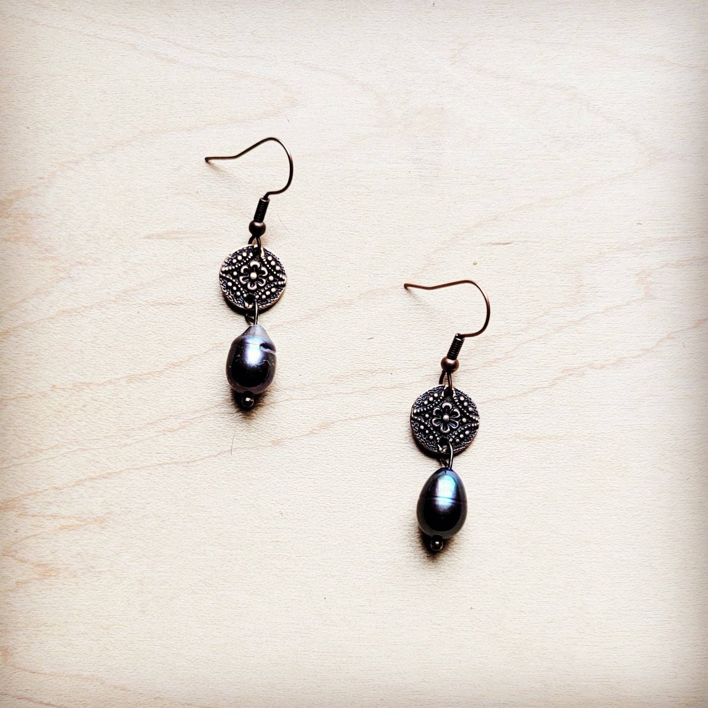 Genuine Freshwater Gray Pearl Earrings