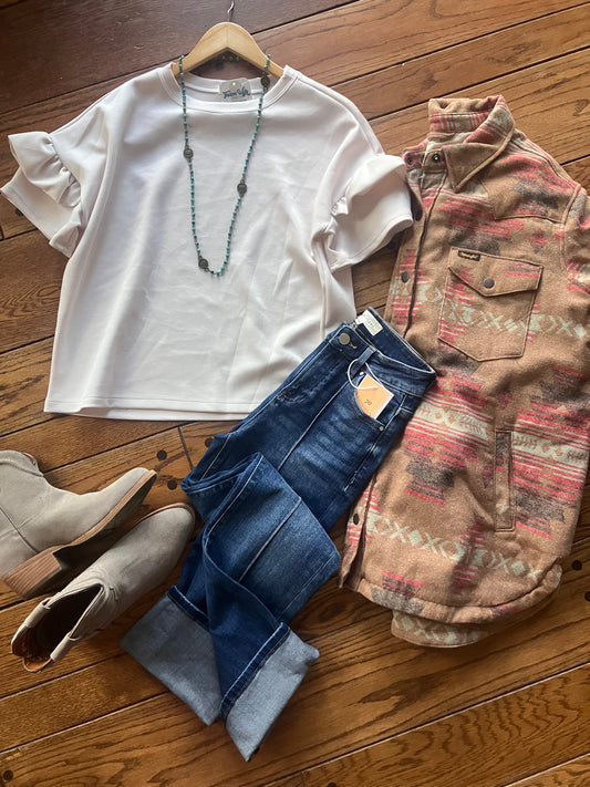Double Ruffle Natual Top